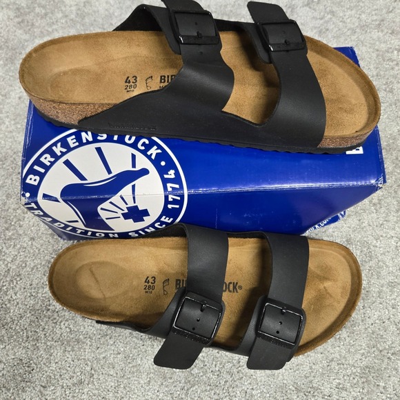 Birkenstock Arizona BS Black Birko-Flor Sandals Slide Men\'s Size US 10 EU 43 NEW
